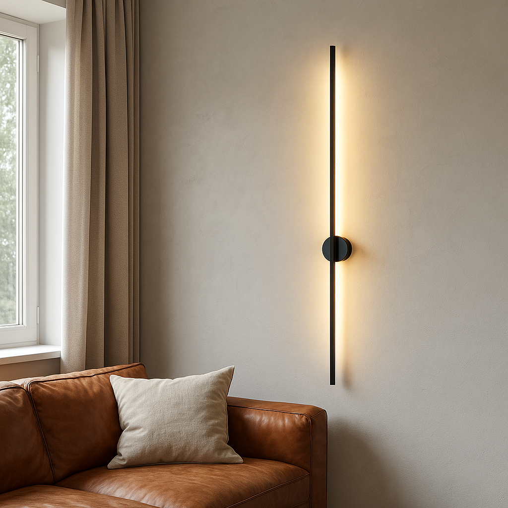 Modern Wall Sconce Light Contemporary Linear LED Backlit Metal Matte Black - Image 1