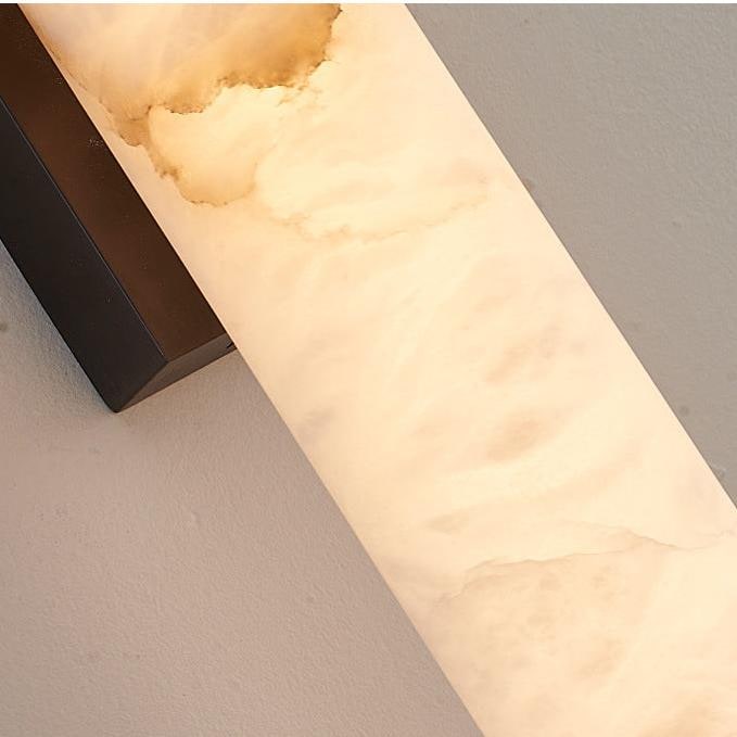 Modern Wall Sconce Light Hardwired Cylindrical Marbled Resin Minimalist Brushed Gold - Image 11