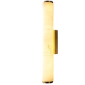 Modern Wall Sconce Light Hardwired Cylindrical Marbled Resin Minimalist Brushed Gold - Image 15