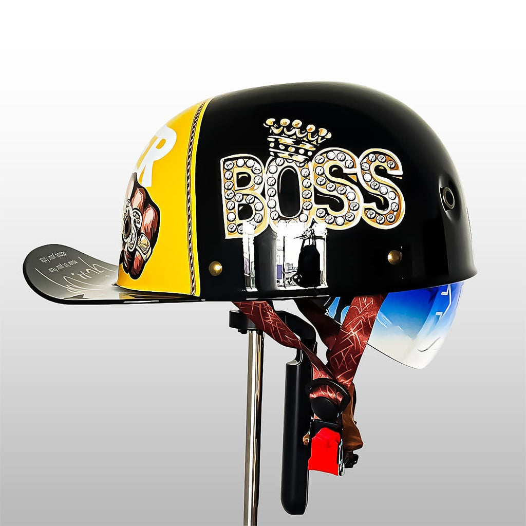Motorcycle Half Helmet Retro Lightweight with Quick Release Buckle and Detachable Visor - Image 1