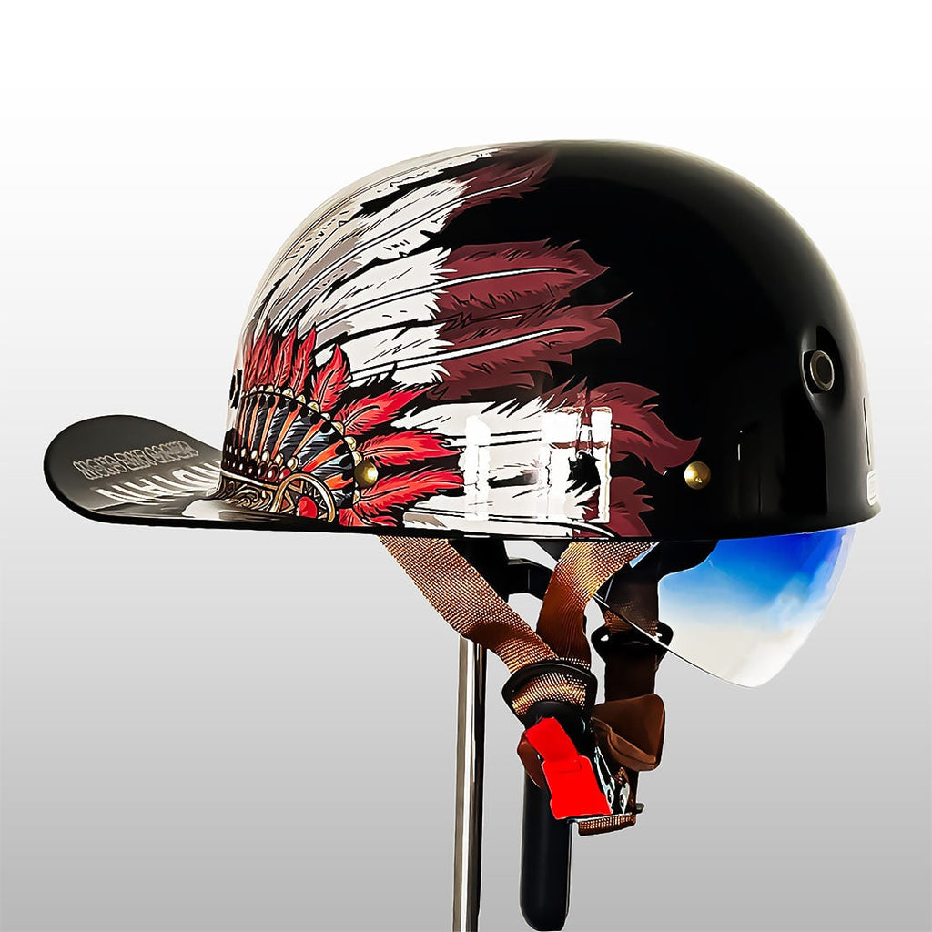 Motorcycle Half Helmet Retro Lightweight with Quick Release Buckle and Detachable Visor - Image 12