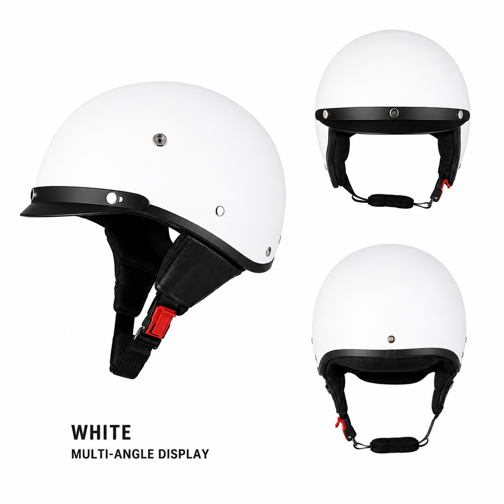 Motorcycle Half Helmet Retro Lightweight with Quick Release Buckle and Detachable Visor - Image 2