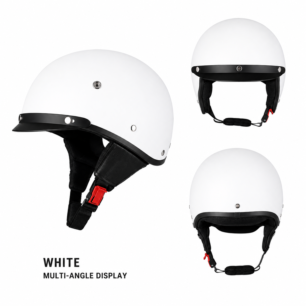 Motorcycle Half Helmet Retro Lightweight with Quick Release Buckle and Detachable Visor - Image 2
