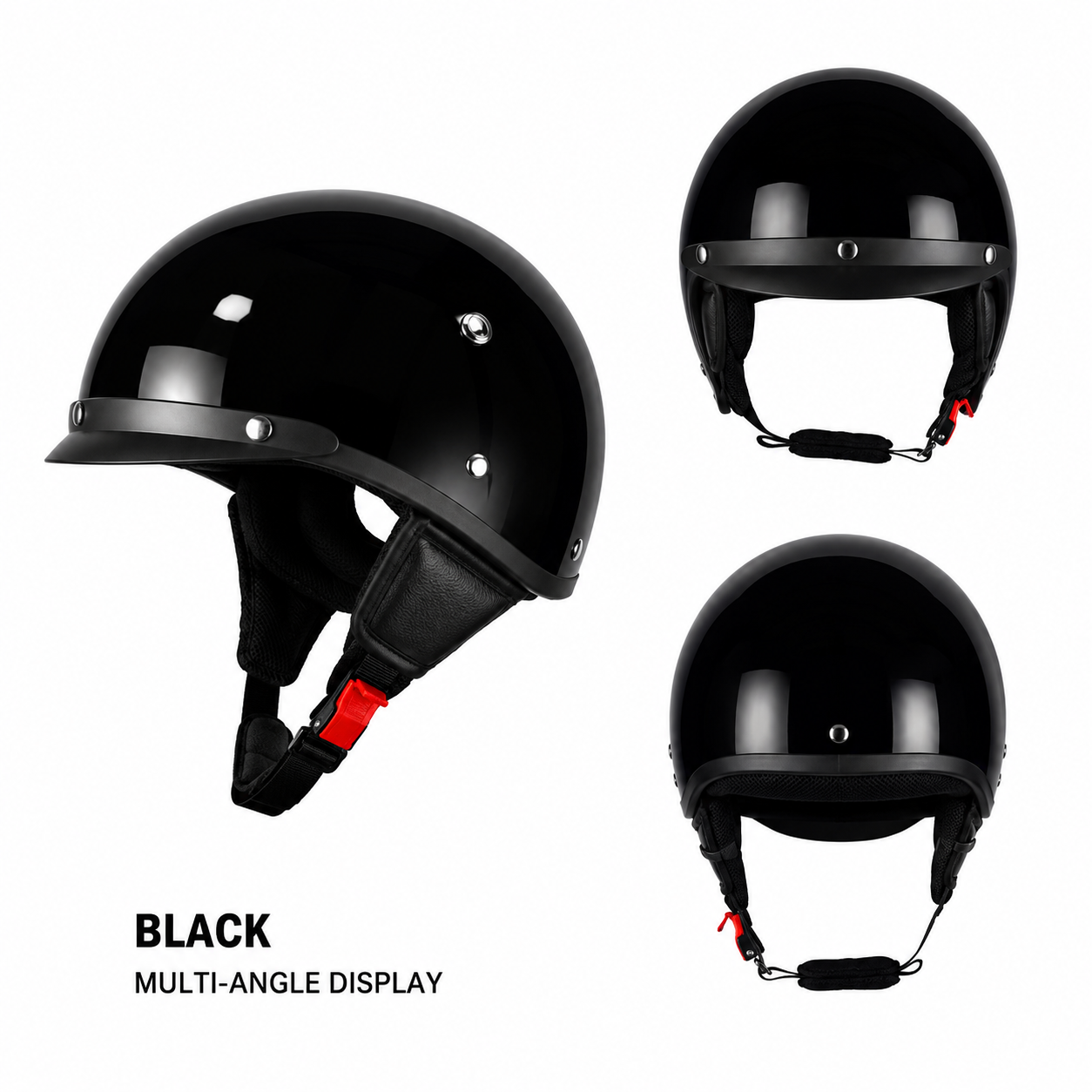 Motorcycle Half Helmet Retro Lightweight with Quick Release Buckle and Detachable Visor - Image 3