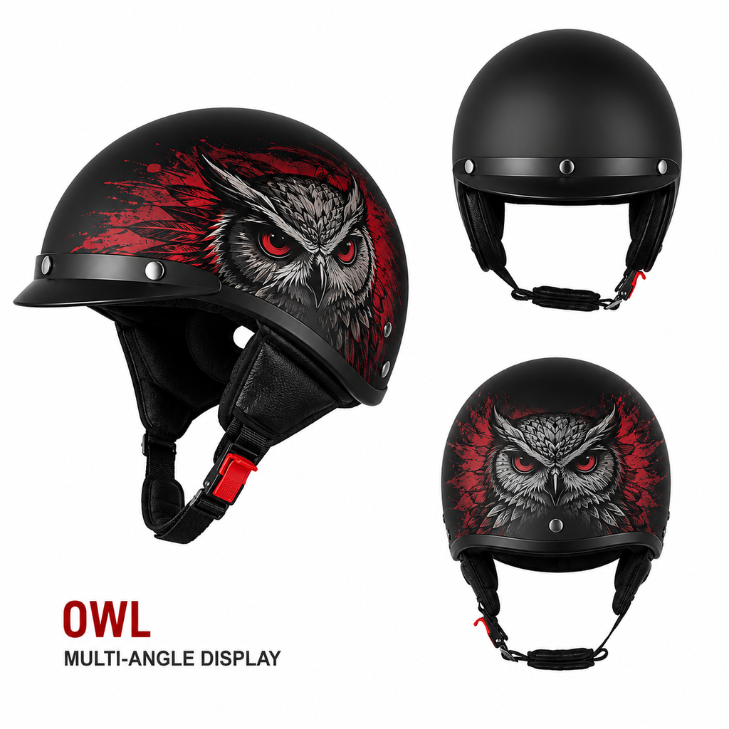 Motorcycle Half Helmet Retro Lightweight with Quick Release Buckle and Detachable Visor - Image 4