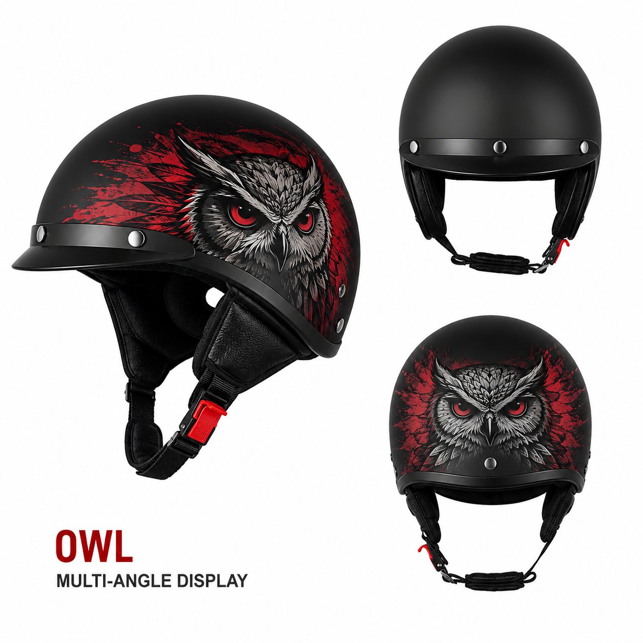 Motorcycle Half Helmet Retro Lightweight with Quick Release Buckle and Detachable Visor - Image 4