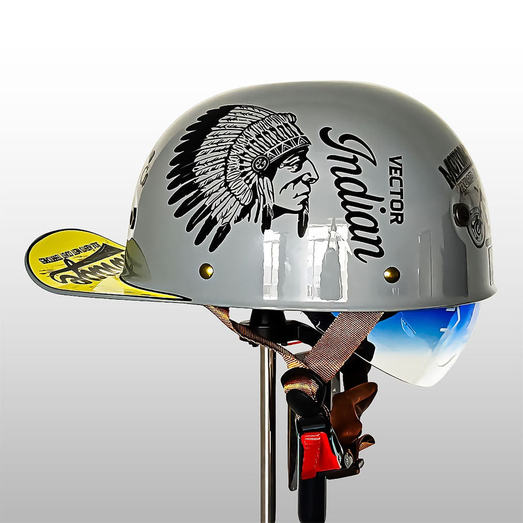 Motorcycle Half Helmet Retro Lightweight with Quick Release Buckle and Detachable Visor - Image 9