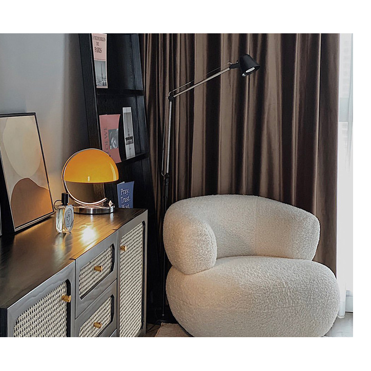 Mushroom Table Lamp with Chrome Arm and Bedside Lighting Mid-Century Modern Dome Shade - Image 3