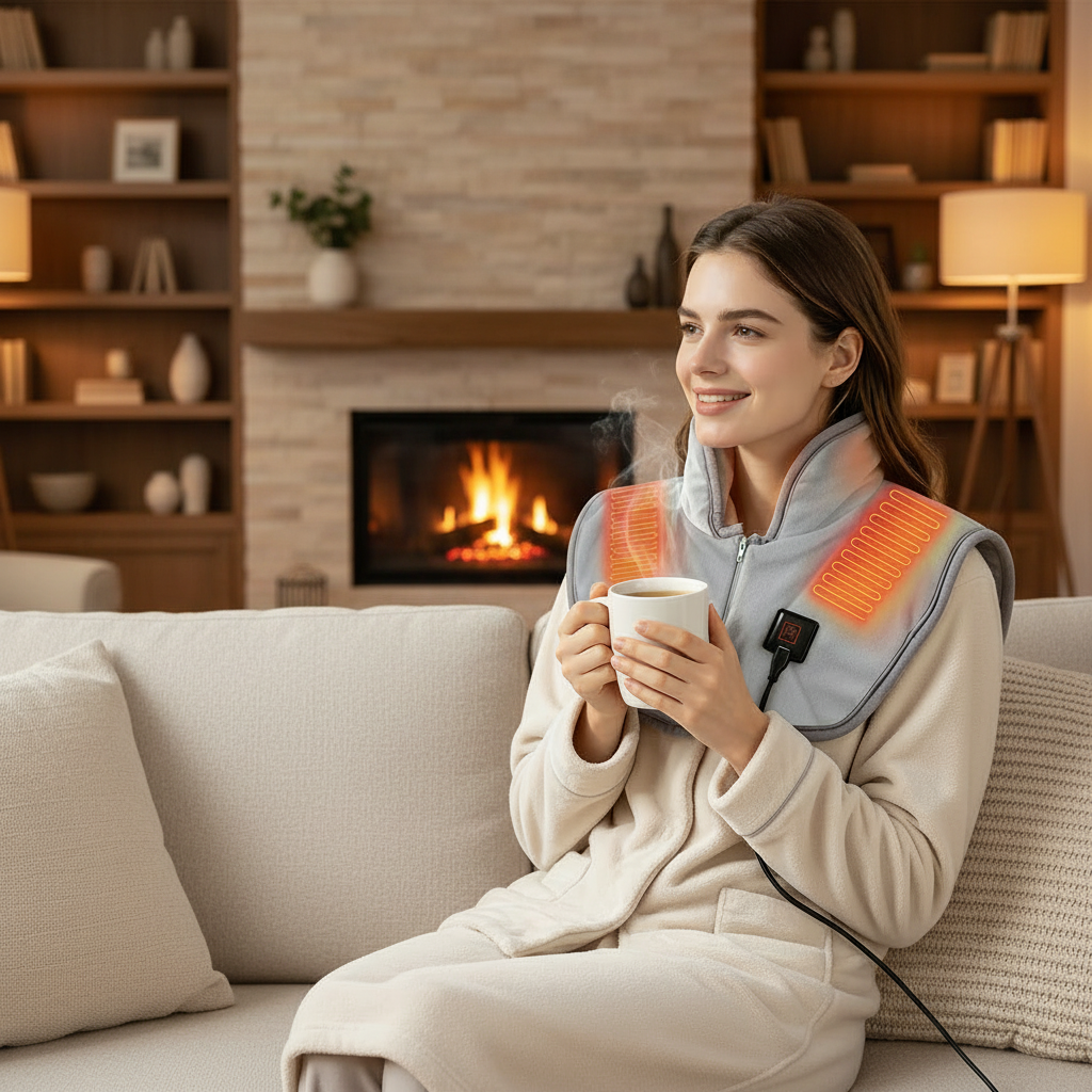 Neck Heating Pad with Electric Shoulder Wrap Wearable Fleece Collar and Usb-C Power - Image 1