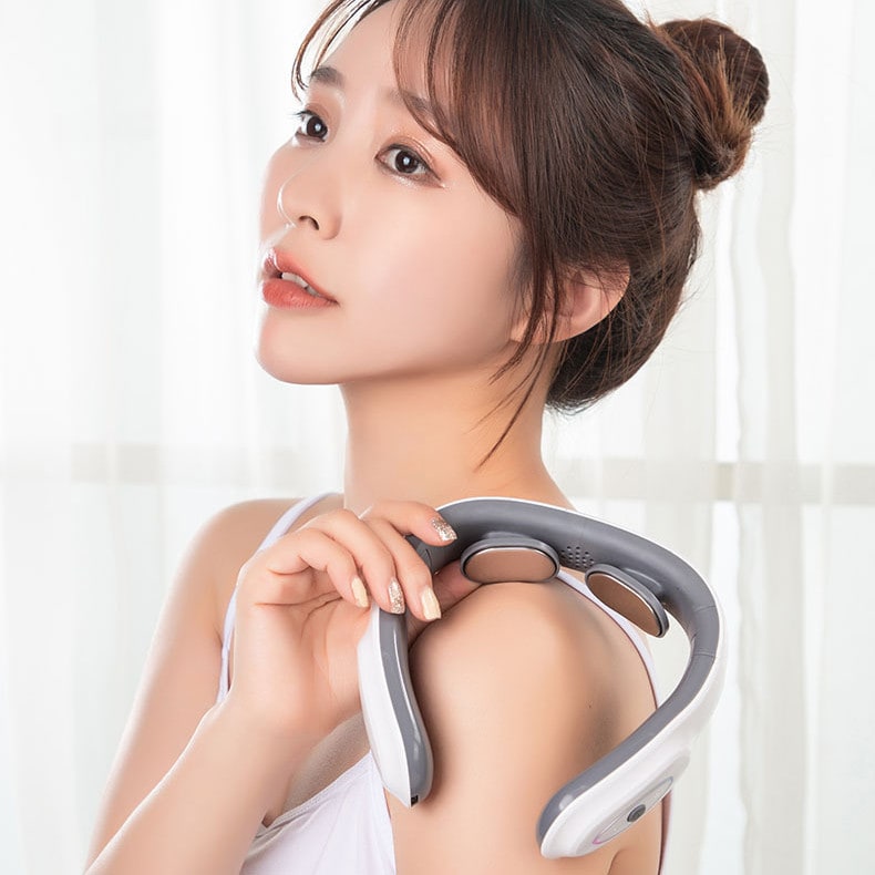 Neck Massager with Heat and Shoulder Trapezius Muscle Relief Portable Folding Electric Pulse - Image 1