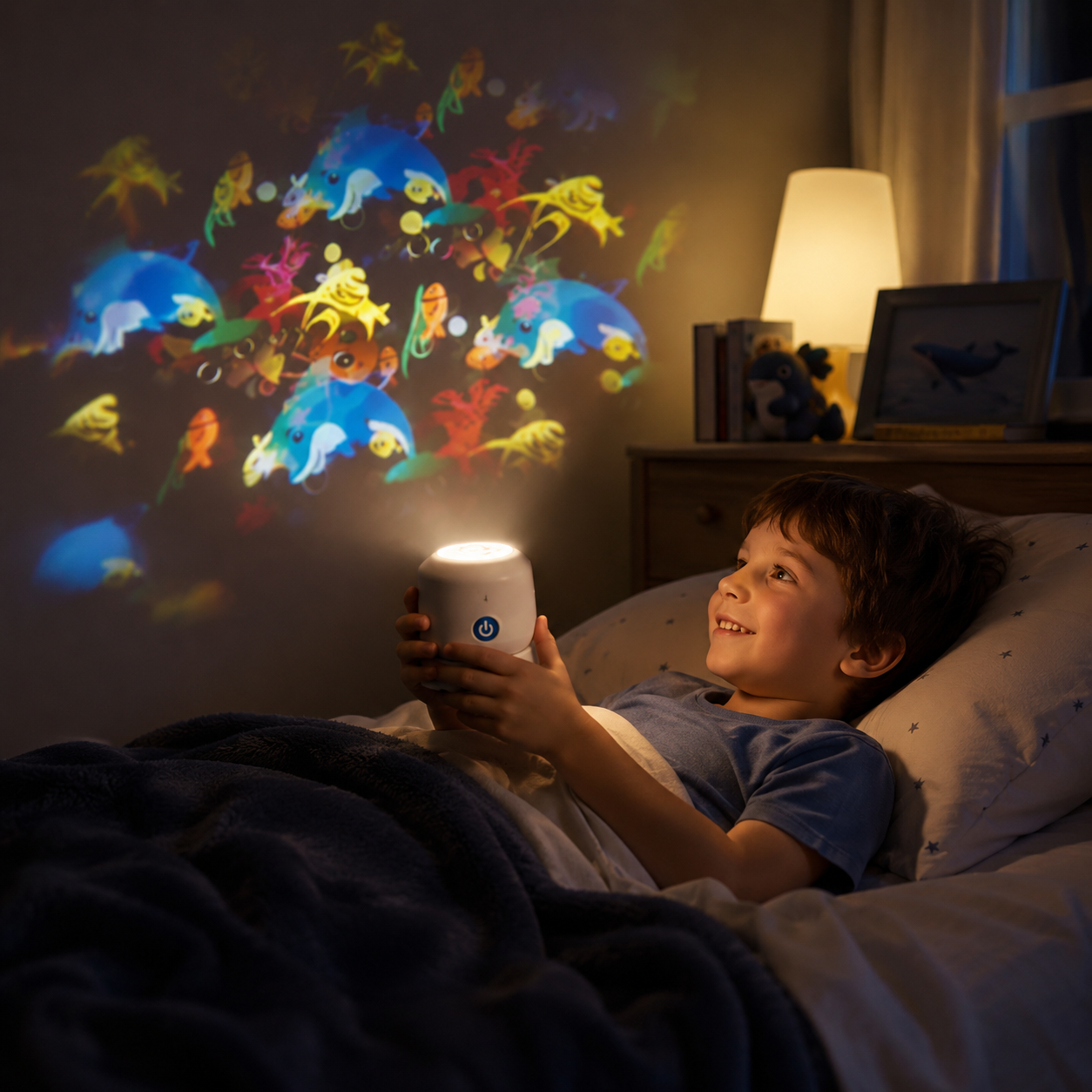 Night Light Projector Rechargeable Rotating Ocean Starry LED Adjustable Brightness - Image 1