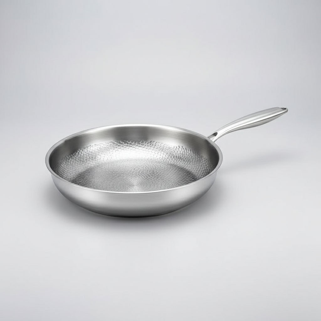 Non-Stick Frying Pan Titanium Hammered Induction Compatible Metal Handle Cookware - Image 10