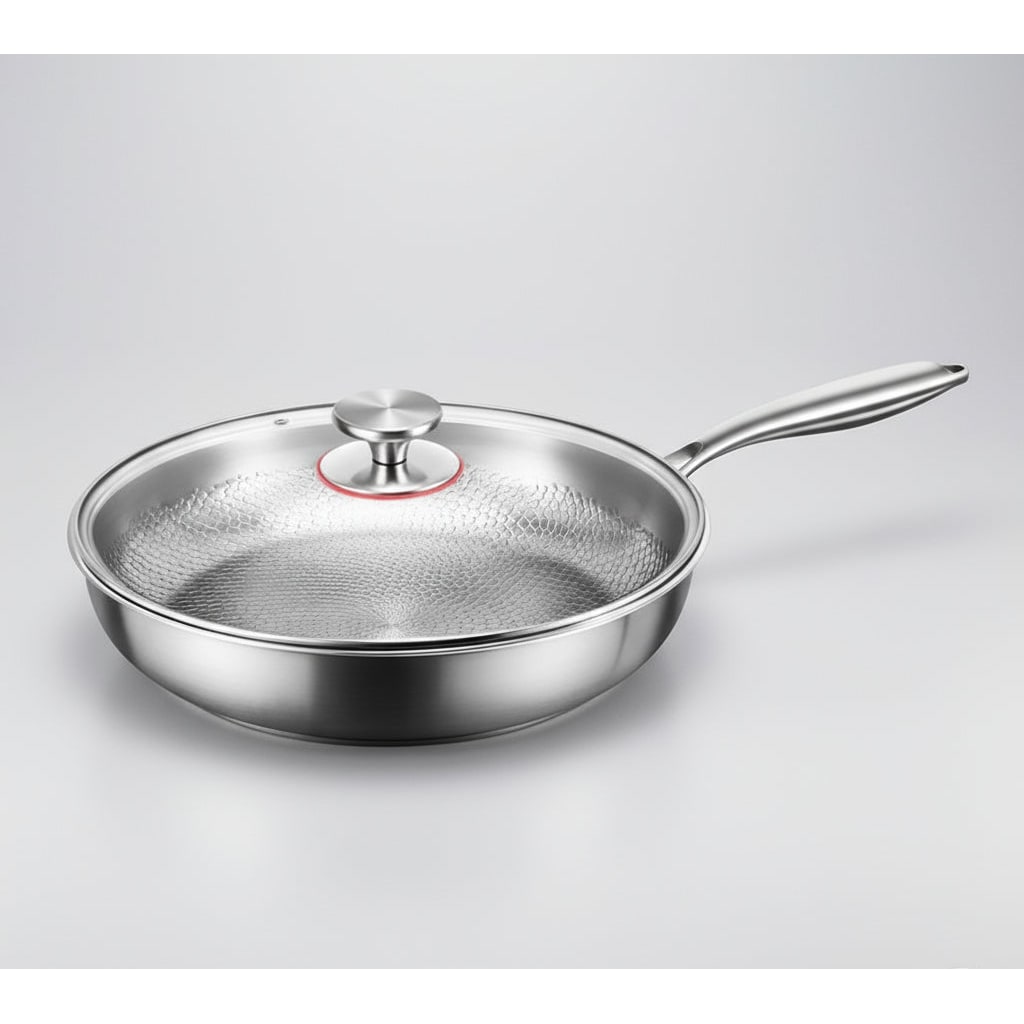 Non-Stick Frying Pan Titanium Hammered Induction Compatible Metal Handle Cookware - Image 11