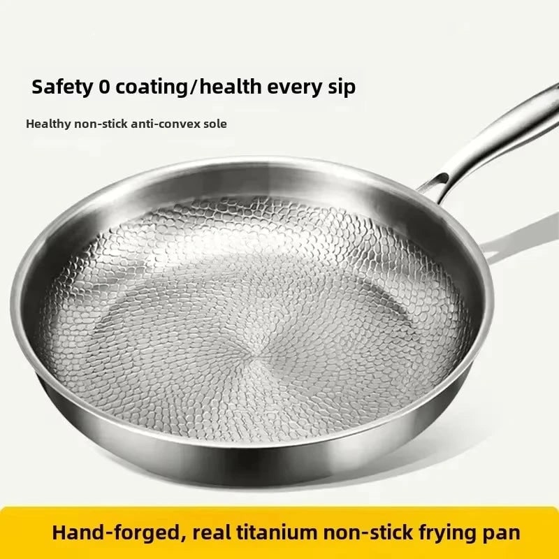Non-Stick Frying Pan Titanium Hammered Induction Compatible Metal Handle Cookware - Image 4