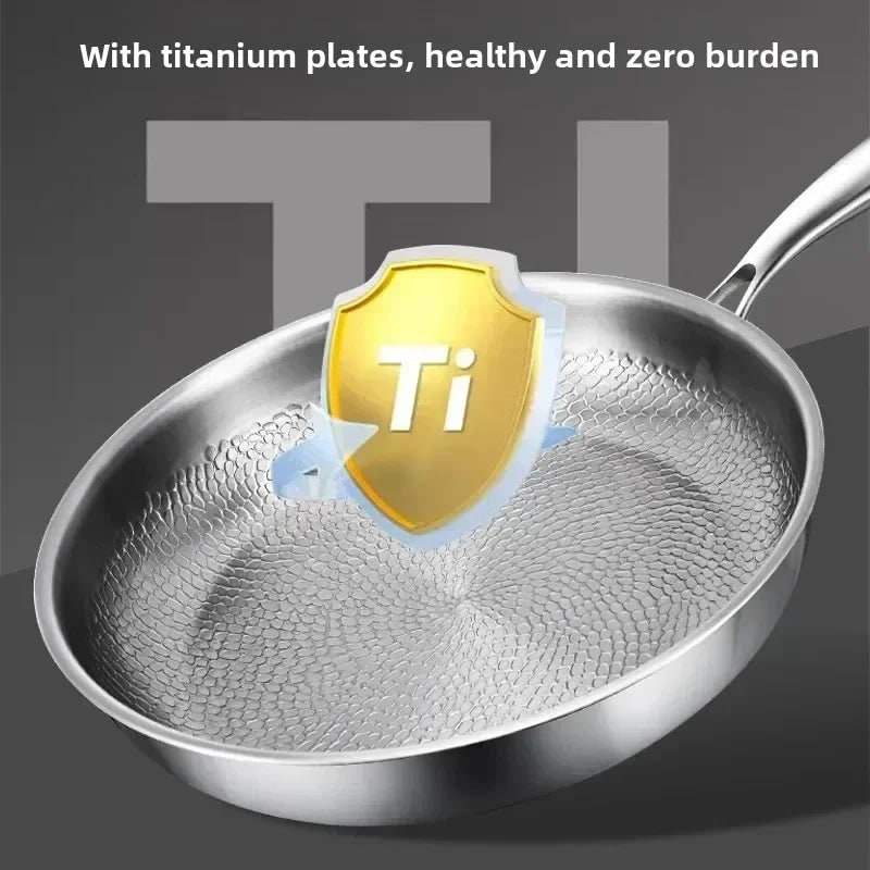 Non-Stick Frying Pan Titanium Hammered Induction Compatible Metal Handle Cookware - Image 5