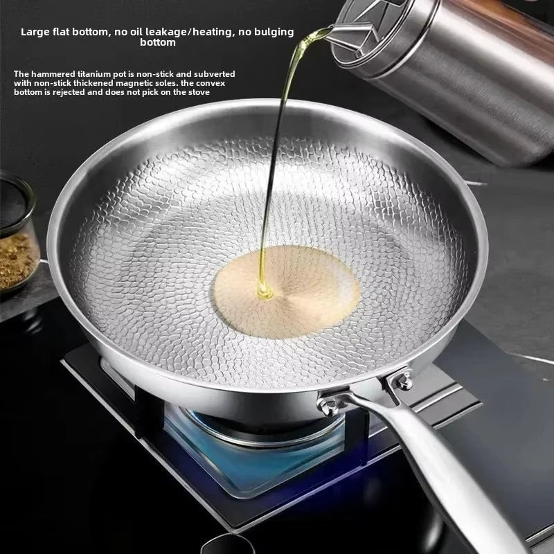 Non-Stick Frying Pan Titanium Hammered Induction Compatible Metal Handle Cookware - Image 6