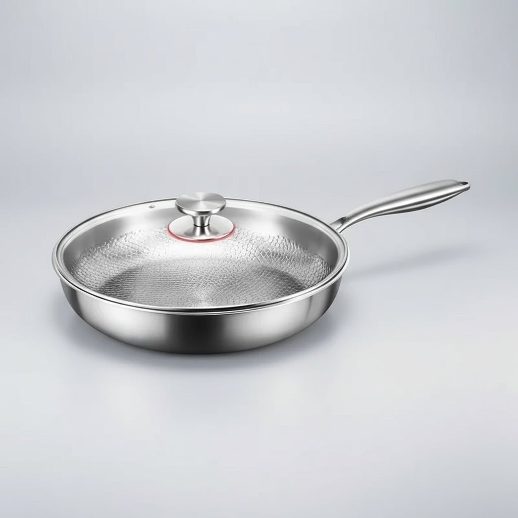 Non-Stick Frying Pan Titanium Hammered Induction Compatible Metal Handle Cookware - Image 7