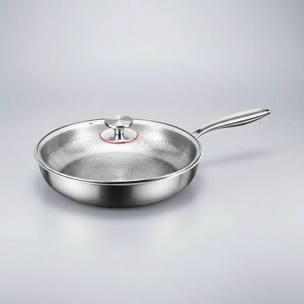 Non-Stick Frying Pan Titanium Hammered Induction Compatible Metal Handle Cookware - Image 8