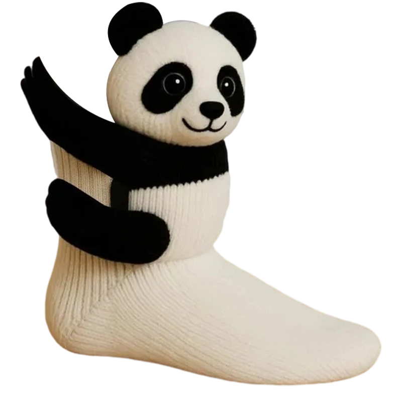 Novelty Socks Animal Crew Length Plush 3D Ribbed Knit Gift Character - Image 2