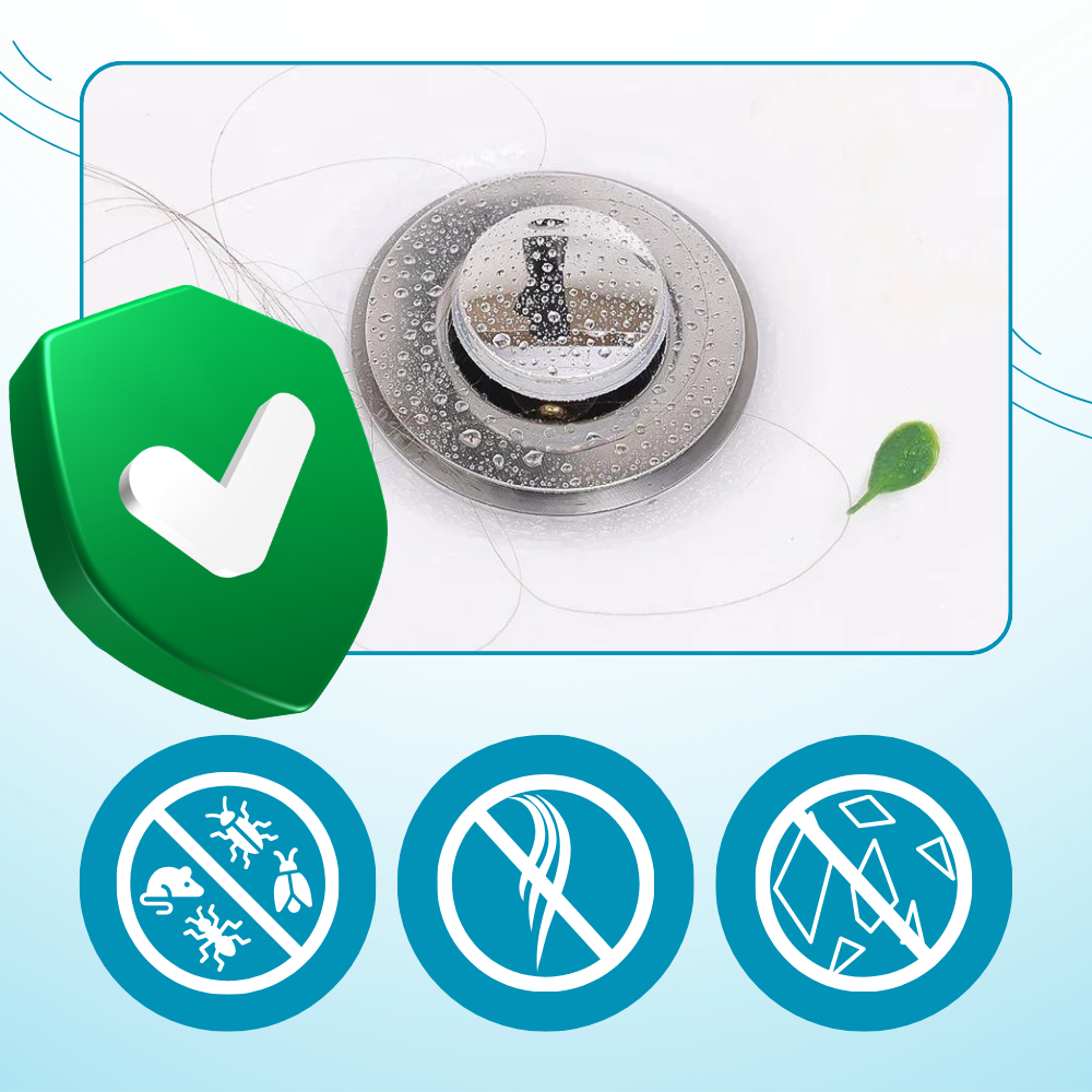 Pop Up Sink Drain Stopper with Anti Clog Filter Insert