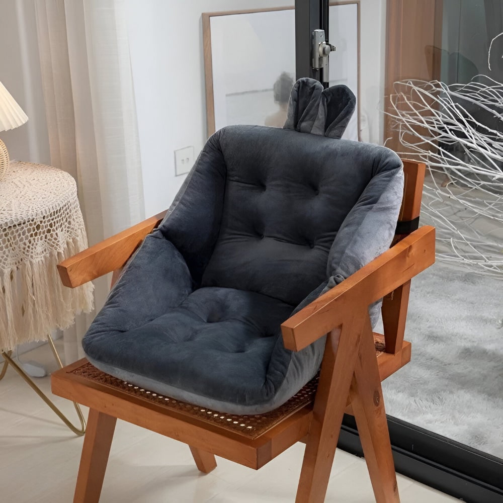 Office Chair Cushion Seat Velvet Tufted Backrest Support With Back - Image 2