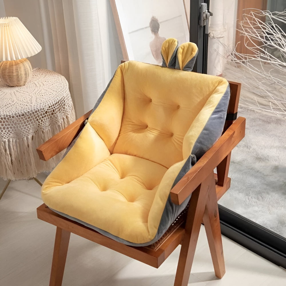 Office Chair Cushion Seat Velvet Tufted Backrest Support With Back - Image 4
