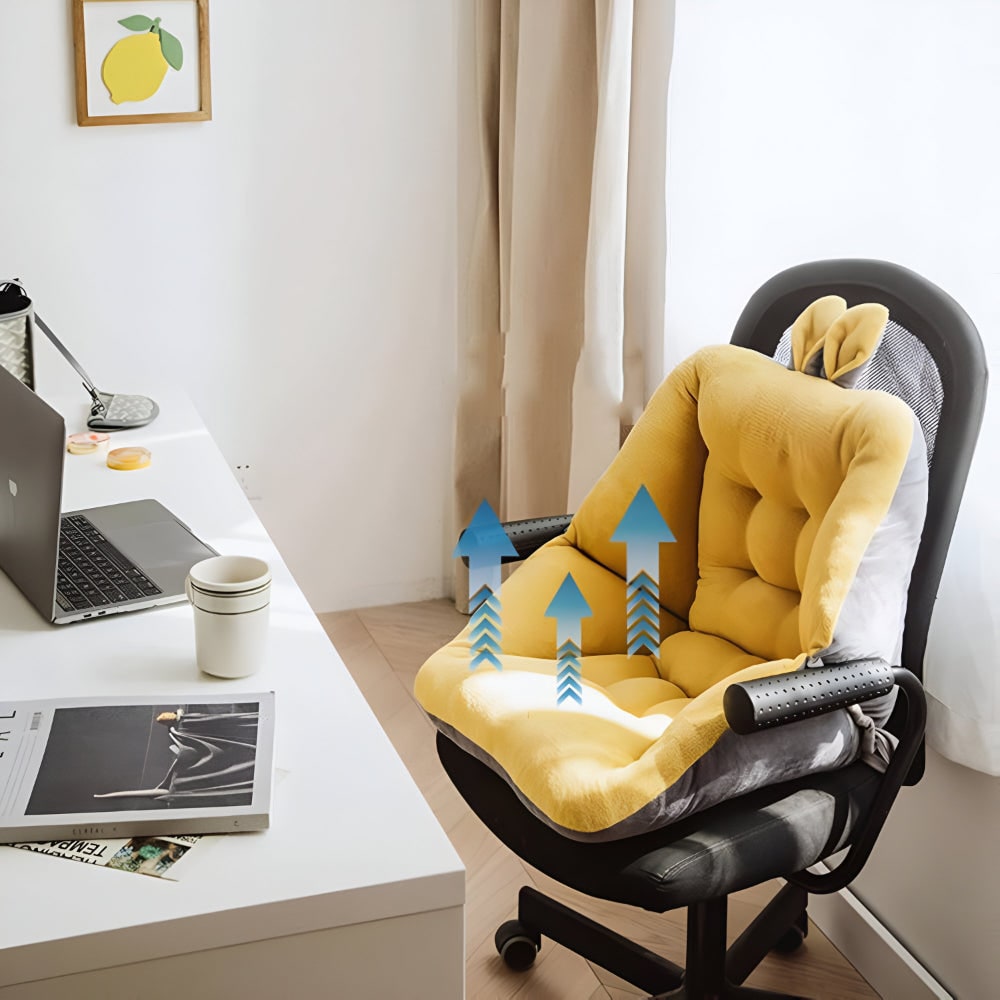 Office Chair Cushion Seat Velvet Tufted Backrest Support With Back - Image 5