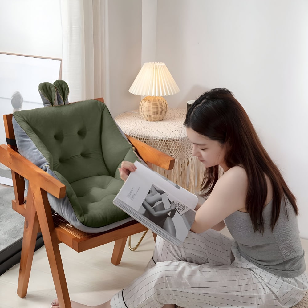 Office Chair Cushion Seat Velvet Tufted Backrest Support With Back - Image 6