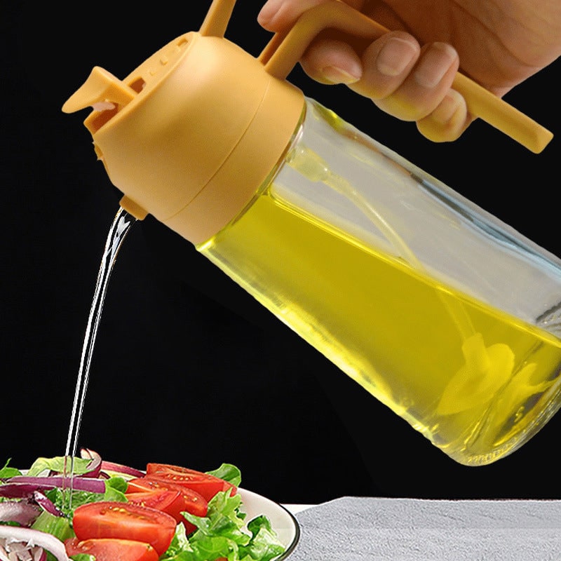 Olive Oil Dispenser Bottle with Glass Sprayer Pump Handle and Flip-Top Pouring Spout - Image 1