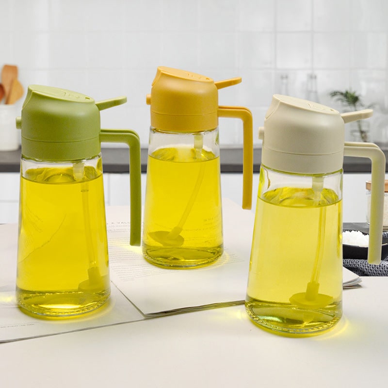 Olive Oil Dispenser Bottle with Glass Sprayer Pump Handle and Flip-Top Pouring Spout - Image 3