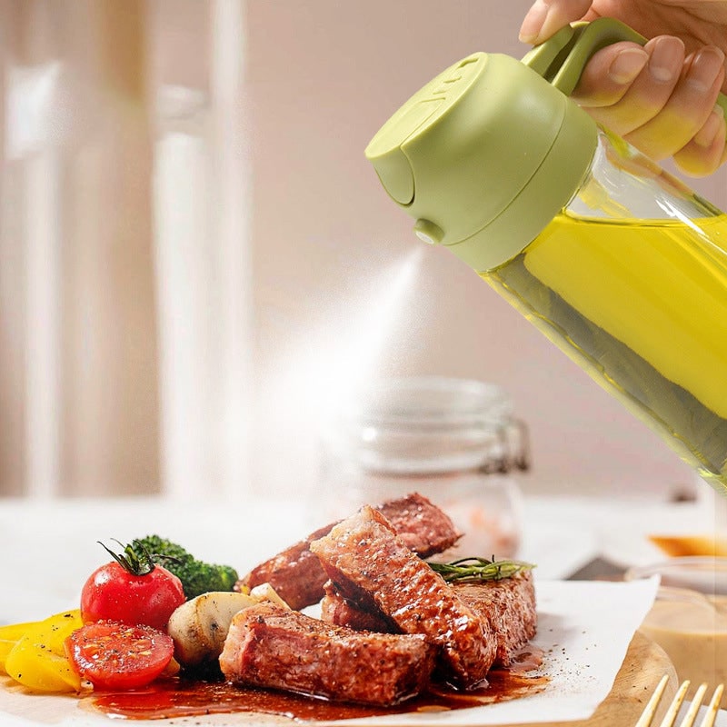 Olive Oil Dispenser Bottle with Glass Sprayer Pump Handle and Flip-Top Pouring Spout - Image 4