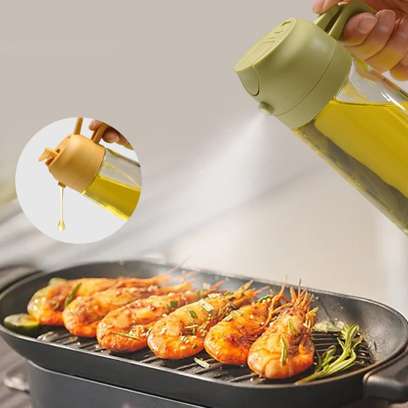 Olive Oil Dispenser Bottle with Glass Sprayer Pump Handle and Flip-Top Pouring Spout - Image 5