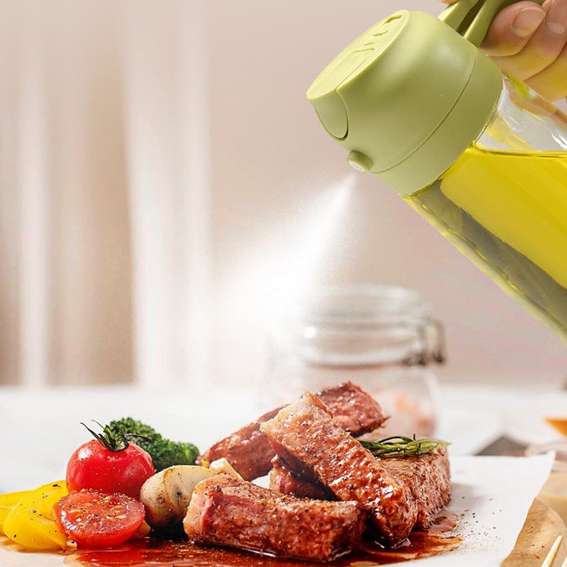 Olive Oil Dispenser Bottle with Glass Sprayer Pump Handle and Flip-Top Pouring Spout - Image 7
