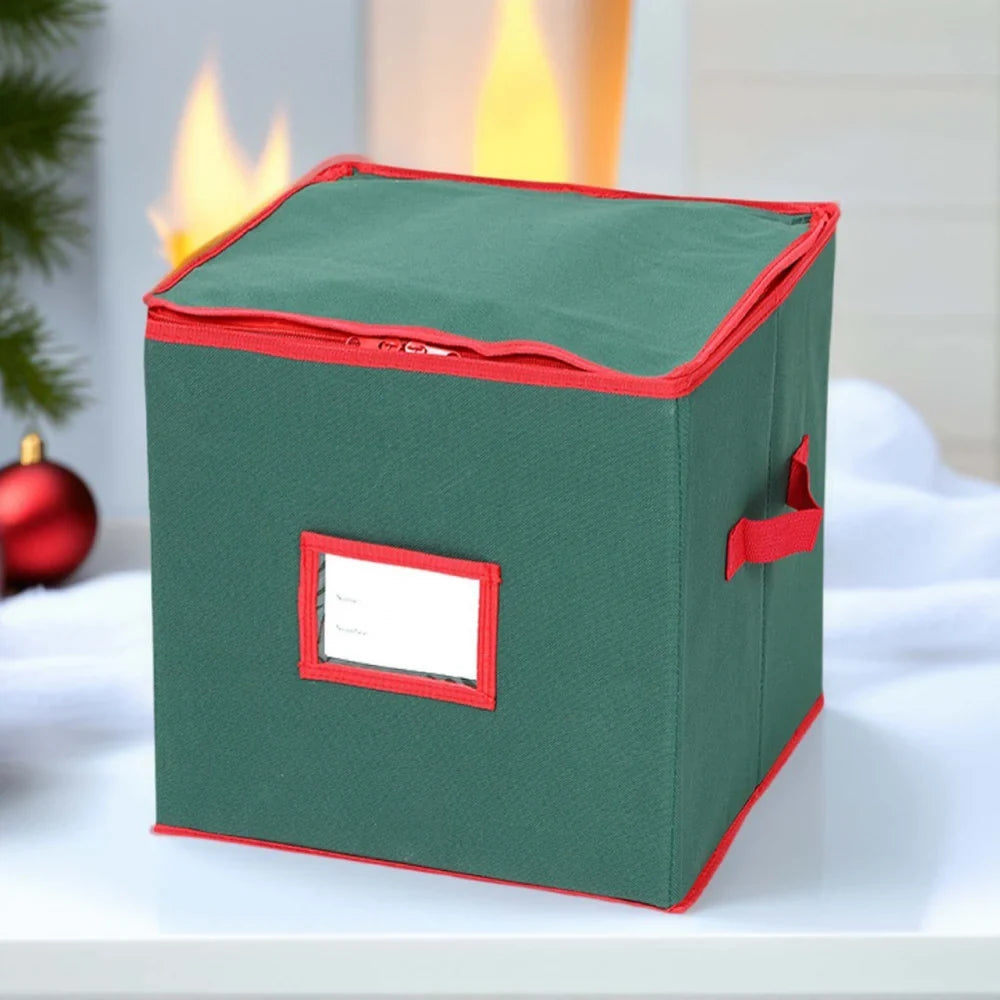 Ornament Storage Box with Dividers and Clear Viewing Window for Christmas Decorations - Image 1