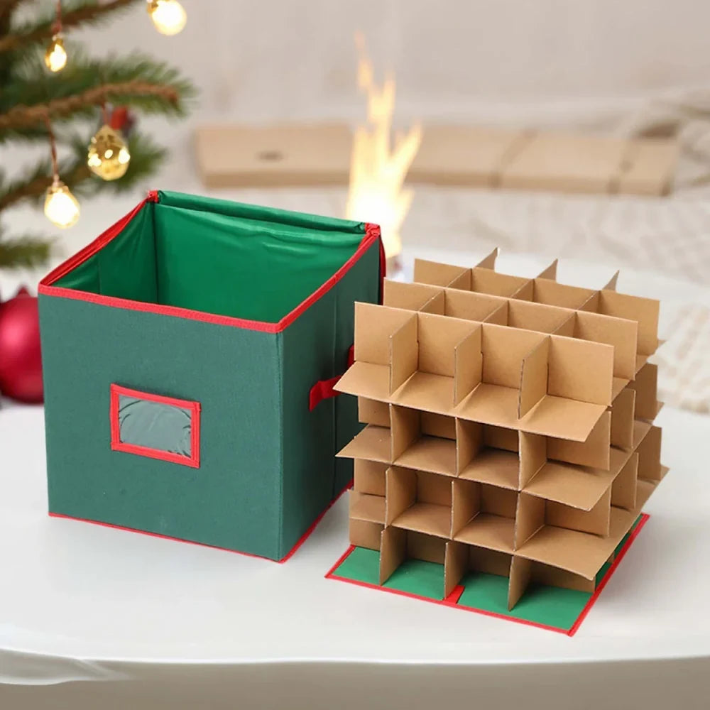 Ornament Storage Box with Dividers and Clear Viewing Window for Christmas Decorations - Image 2