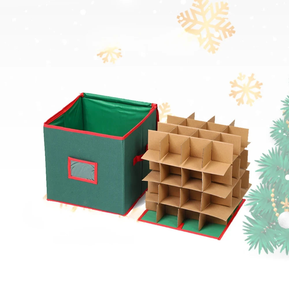 Ornament Storage Box with Dividers and Clear Viewing Window for Christmas Decorations - Image 3