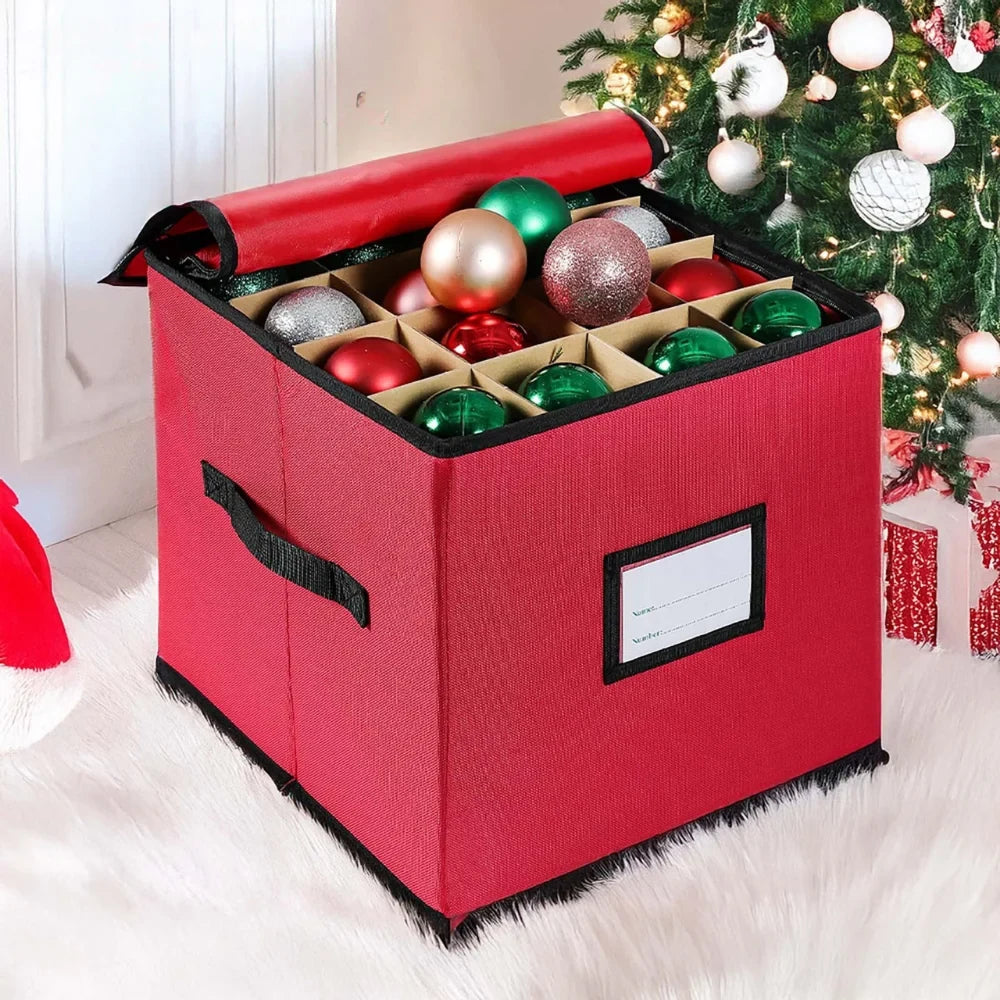Ornament Storage Box with Dividers and Clear Viewing Window for Christmas Decorations - Image 4