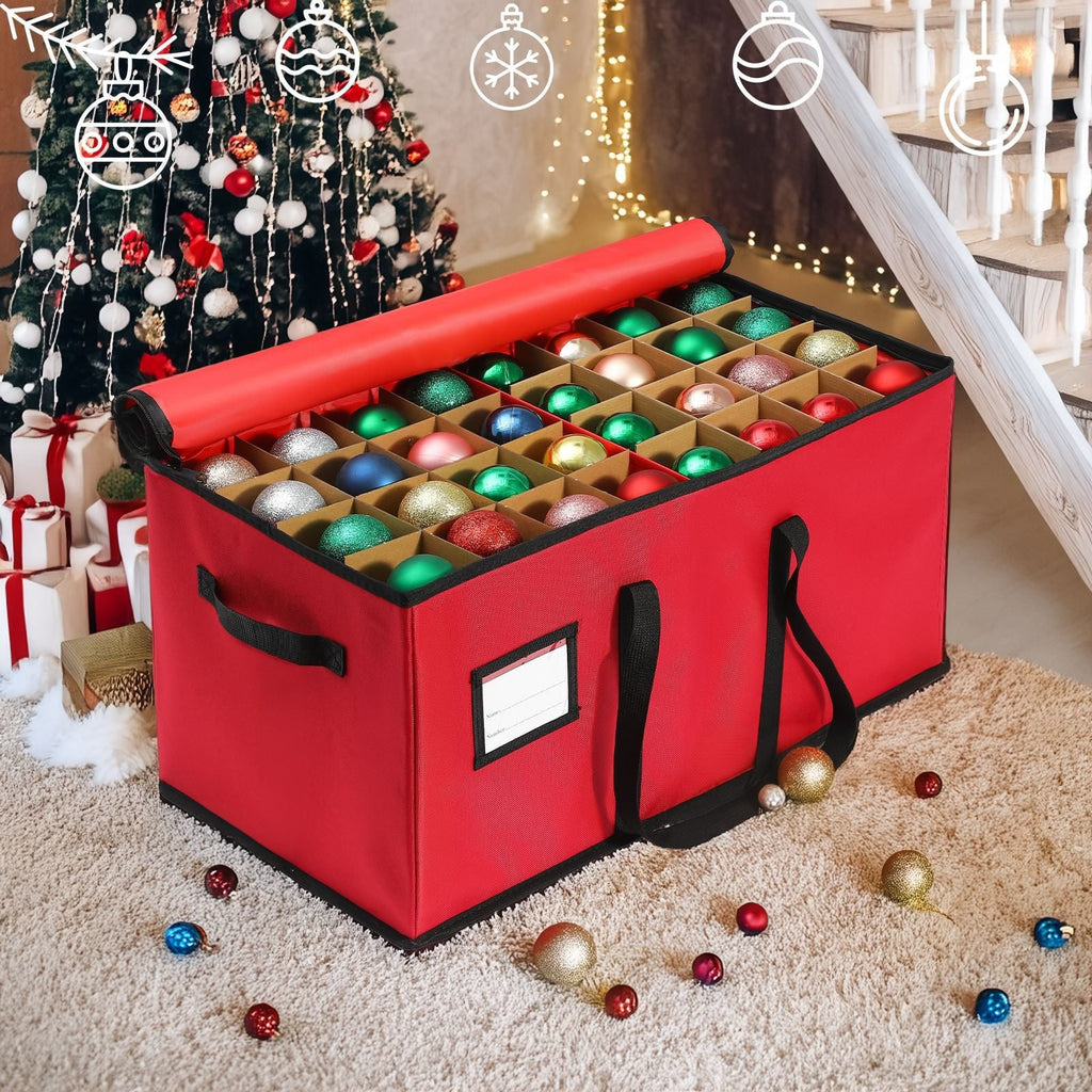 Ornament Storage Box with Dividers and Removable Lid for Christmas Decorations - Image 2