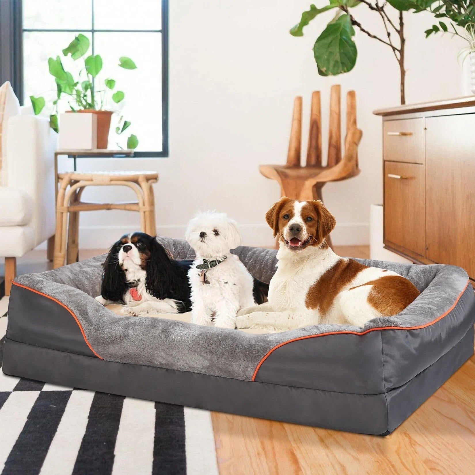 Orthopedic Dog Bed with Bolster and Memory Foam Washable Cover Non-Slip Bottom X Large - Image 3