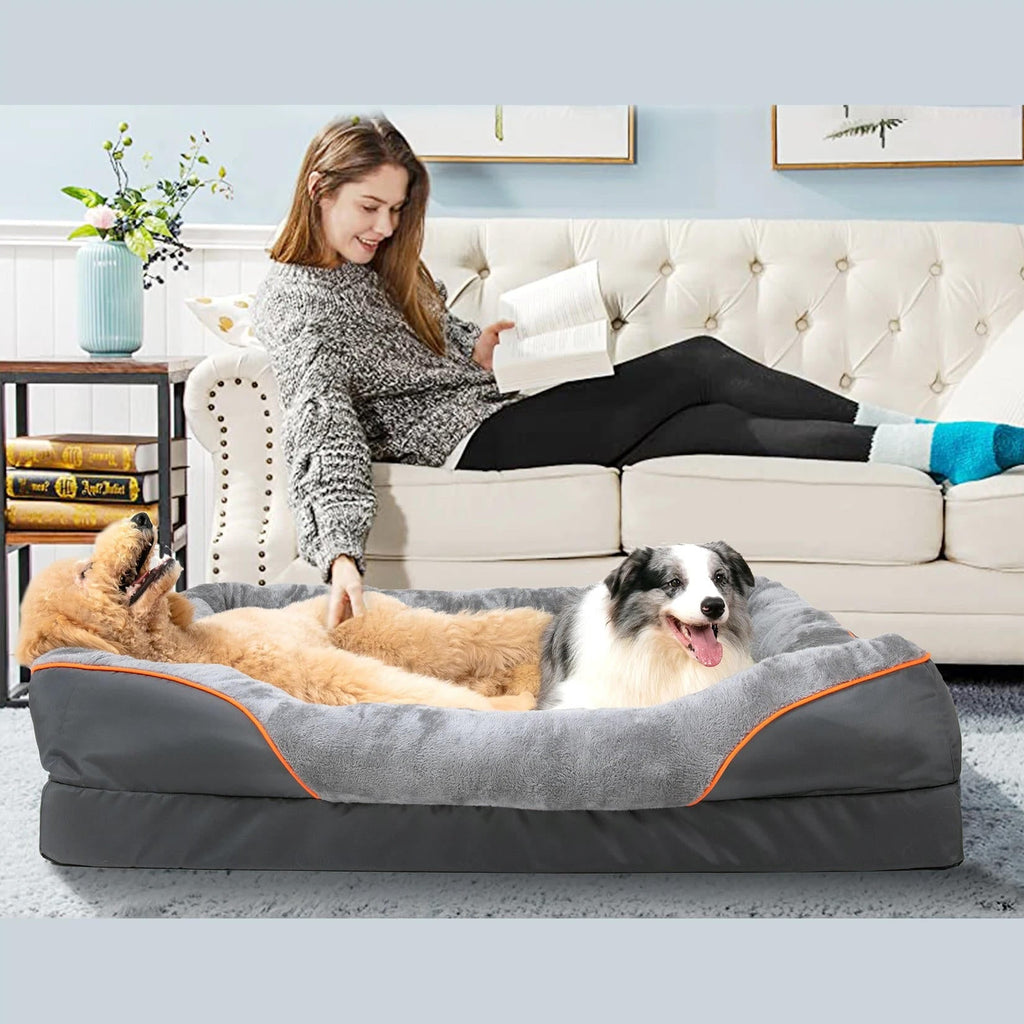 Orthopedic Dog Bed with Bolster and Memory Foam Washable Cover Non-Slip Bottom X Large - Image 4