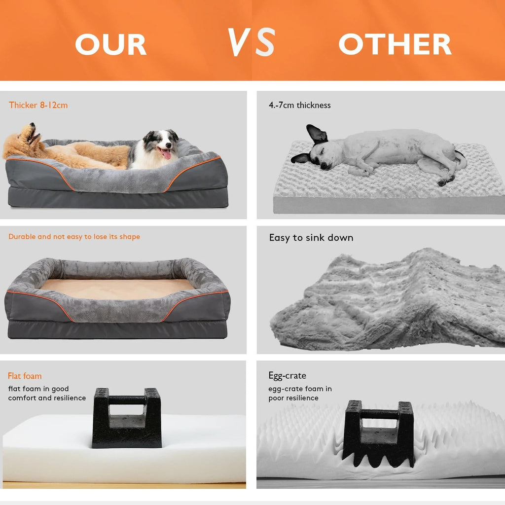 Orthopedic Dog Bed with Bolster and Memory Foam Washable Cover Non-Slip Bottom X Large - Image 6