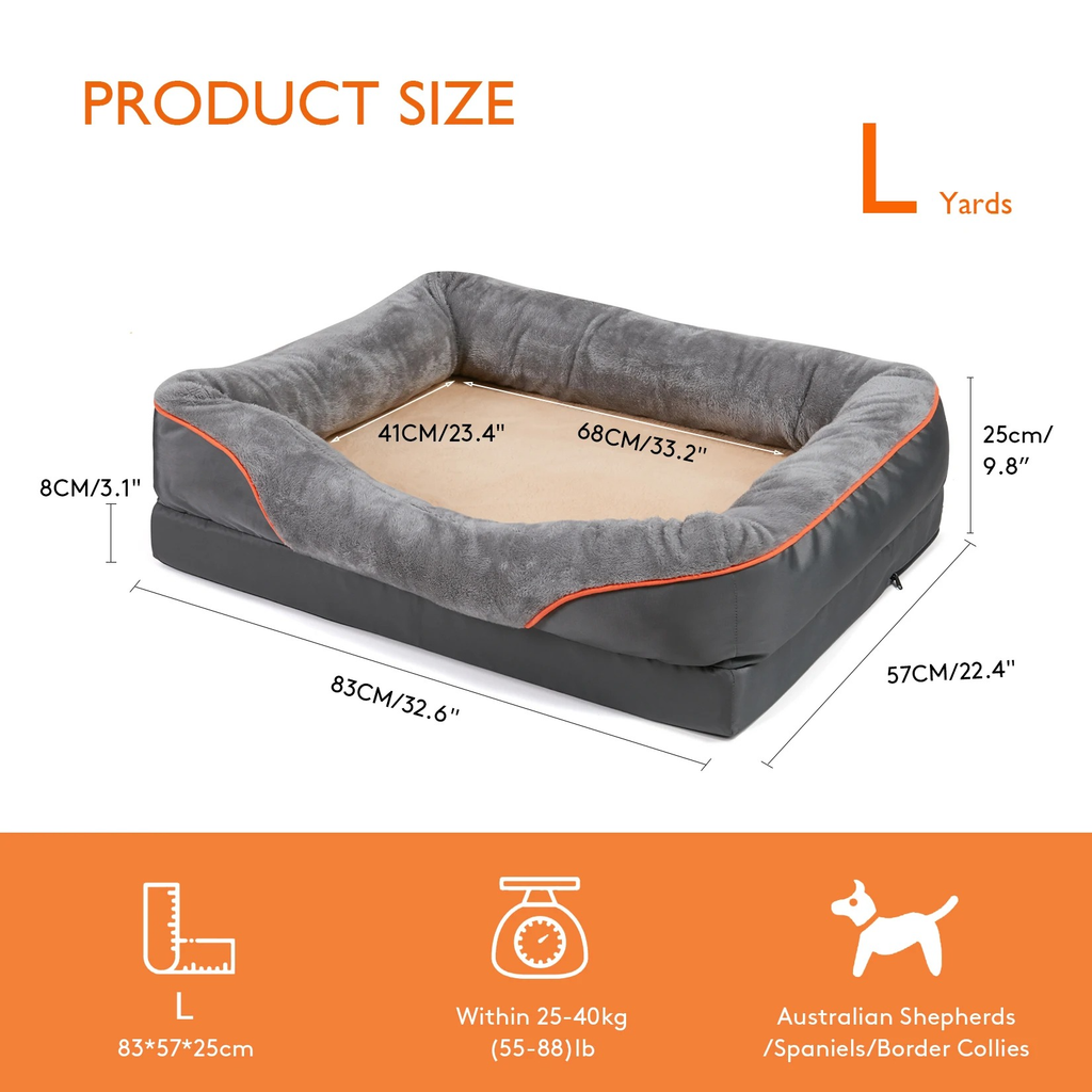 Orthopedic Dog Bed with Bolster and Memory Foam Washable Cover Non-Slip Bottom X Large - Image 7