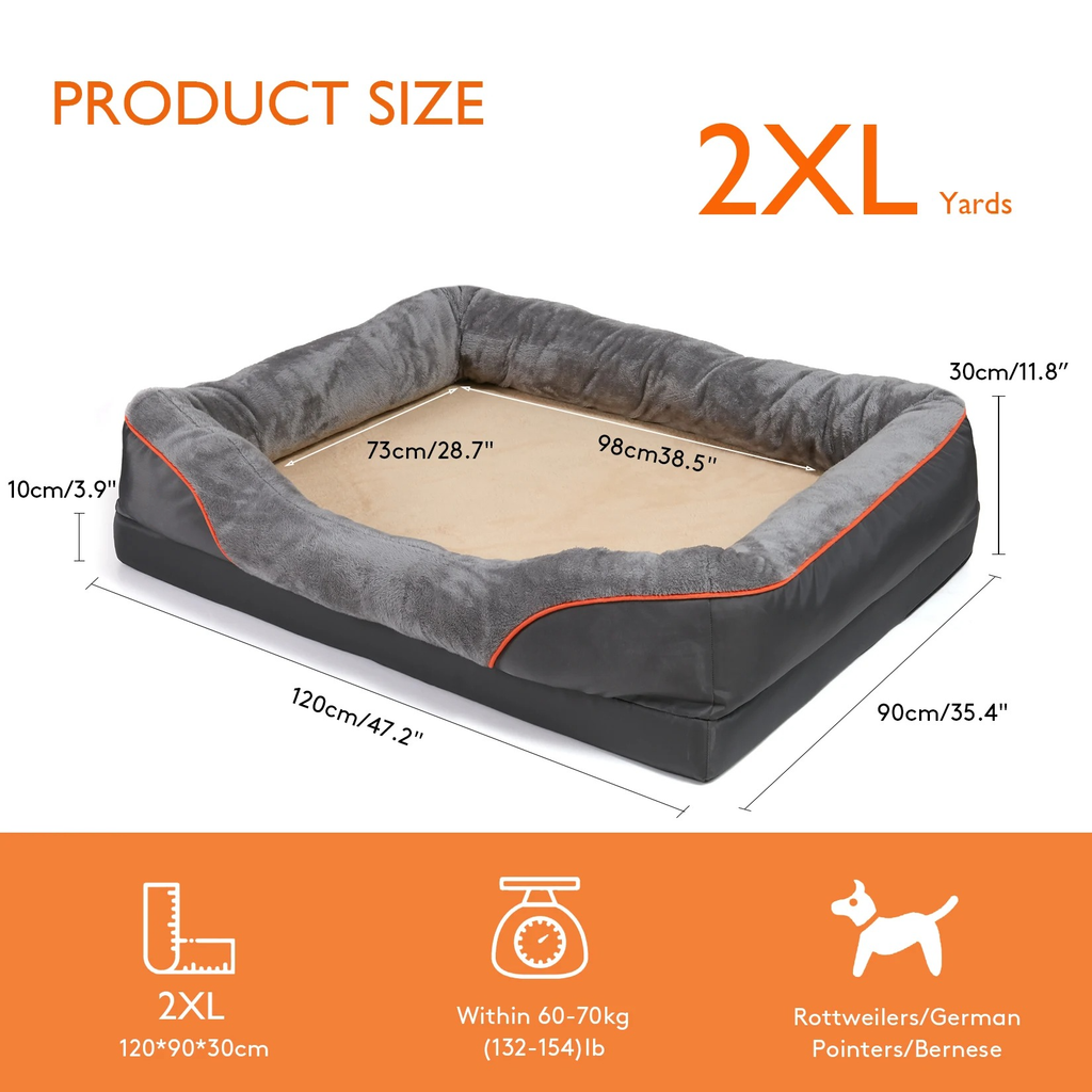 Orthopedic Dog Bed with Bolster and Memory Foam Washable Cover Non-Slip Bottom X Large - Image 9