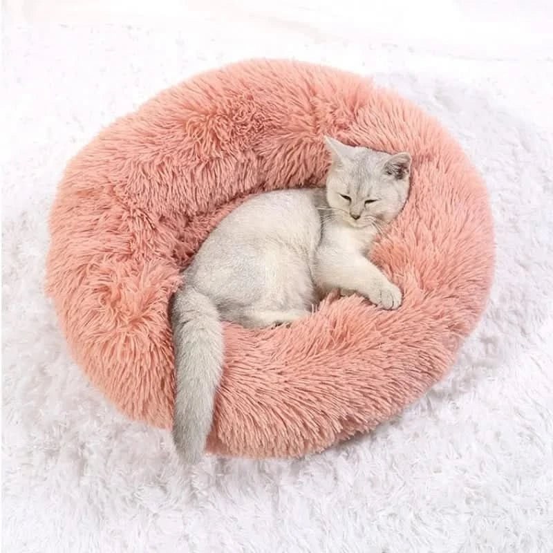 Orthopedic Donut Plush Dog Bed Shaggy Faux Fur Soft Bolster Cats Machine Washable - Image 3