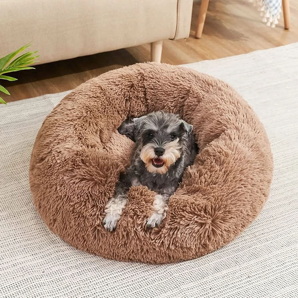 Orthopedic Donut Plush Dog Bed Shaggy Faux Fur Soft Bolster Cats Machine Washable - Image 6