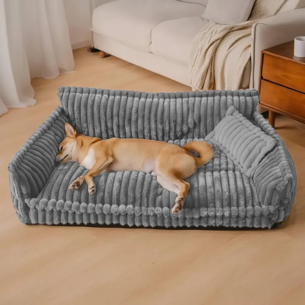 Orthopedic Large Washable Dog Bed Sofa Plush Bolster Padded Style - Image 1