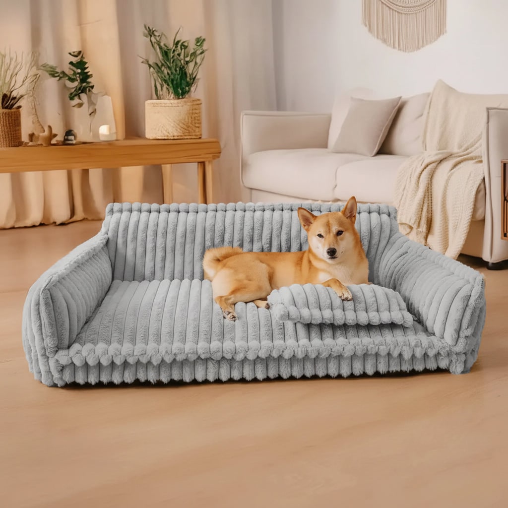 Orthopedic Large Washable Dog Bed Sofa Plush Bolster Padded Style - Image 4