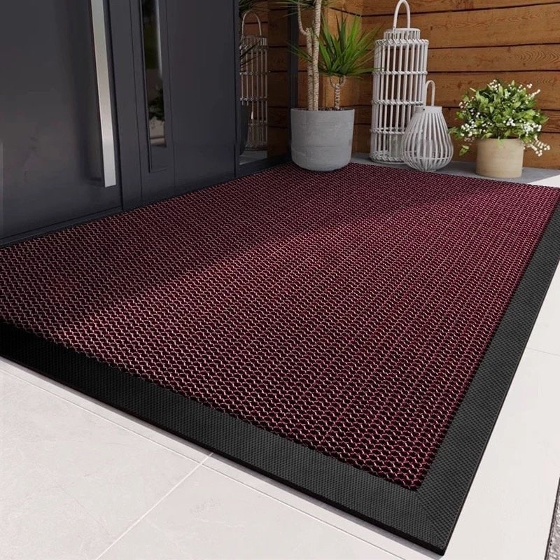 Outdoor Doormat with Heavy Duty Rubber Border and Non-Slip Coiled PVC Loop Surface - Image 1
