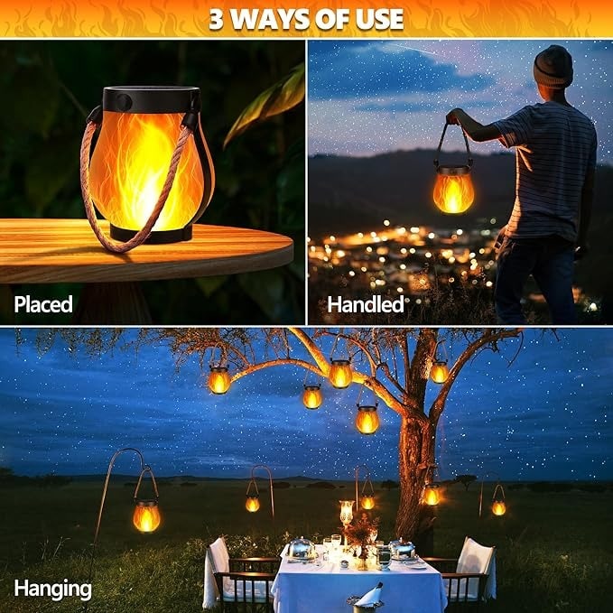 Outdoor Solar Lantern with Flickering Flame Effect and Rope Handle - Image 5