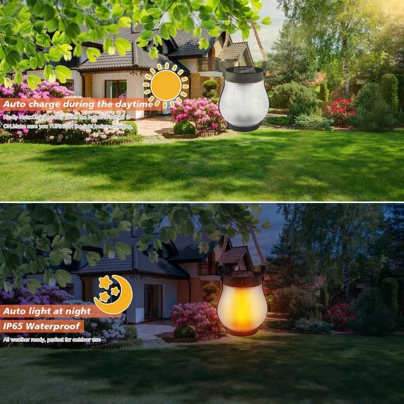 Outdoor Solar Lantern with Flickering Flame Effect and Rope Handle - Image 8
